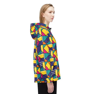 Outerwear - Geometric Colorblock Windbreaker - Retro 90s Hooded Shell - Dipaliz