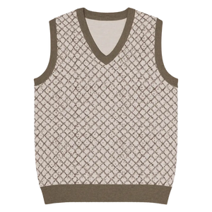 Sweater - Geometric Diamond Knit V-neck Vest Retro Style - Dipaliz 3xs