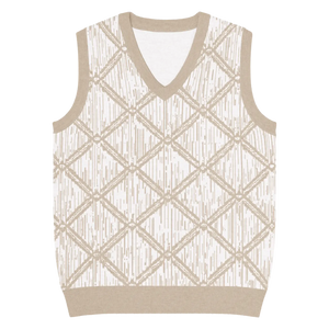 Retro Geometric Diamond Pattern Knit V-neck Vest - Dipaliz - Vests - 3xs