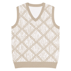 Retro Geometric Diamond Pattern Knit V-neck Vest - Dipaliz - Vests - 3xs