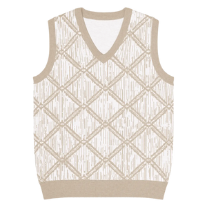 Retro Geometric Diamond Pattern Knit V-neck Vest - Dipaliz - Vests - 3xs