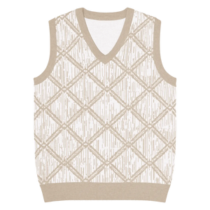Retro Geometric Diamond Pattern Knit V-neck Vest - Dipaliz - Vests - 3xs
