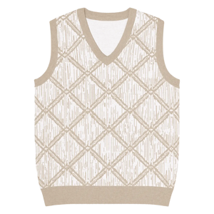 Retro Geometric Diamond Pattern Knit V-neck Vest - Dipaliz - Vests - 3xs