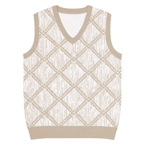 Retro Geometric Diamond Pattern Knit V-neck Vest - Dipaliz - Vests - 3xs