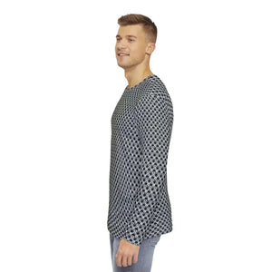 Long Sleeve Aop Tee Monochrome Geometric Pattern Style - Dipaliz - T-shirts