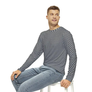 Long Sleeve Aop Tee Monochrome Geometric Pattern Style - Dipaliz - T-shirts