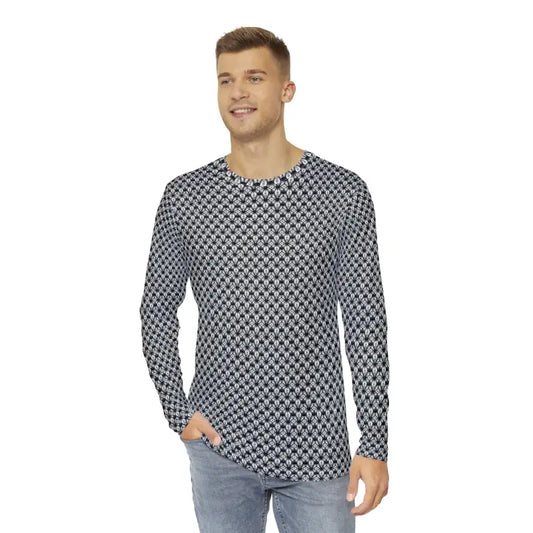 Sleek Monochrome Geometric Long Sleeve Aop Shirt - s Shirts