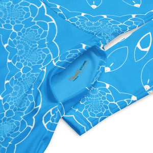 Blue Midi Dress Print Long Sleeve Geometric Statement - Dipaliz - Dresses