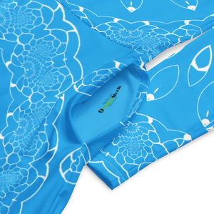 Blue Midi Dress Print Long Sleeve Geometric Statement - Dipaliz - Dresses