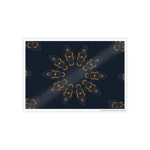 Poster - Mandal Geometric Pattern Navy Blue Wall - Dipaliz 16.5’’ x 11.7’’ (horizontal) / Glossy