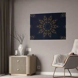 Poster - Mandal Geometric Pattern Navy Blue Wall - Dipaliz