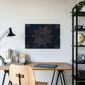 Poster - Mandal Geometric Pattern Navy Blue Wall - Dipaliz