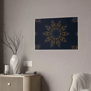 Poster - Mandal Geometric Pattern Navy Blue Wall - Dipaliz