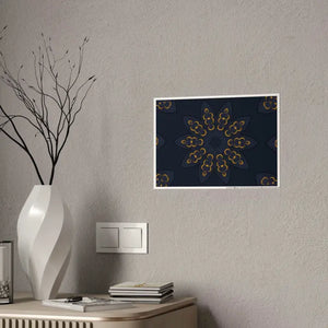 Poster - Mandal Geometric Pattern Navy Blue Wall - Dipaliz