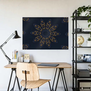 Poster - Mandal Geometric Pattern Navy Blue Wall - Dipaliz