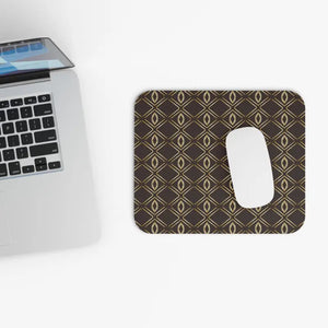 Geometric Gold Lattice Mouse Pad - Elegant Brown Desk Mat - Dipaliz - 9’’ × 8’’ / Rectangle - Computer Accessories