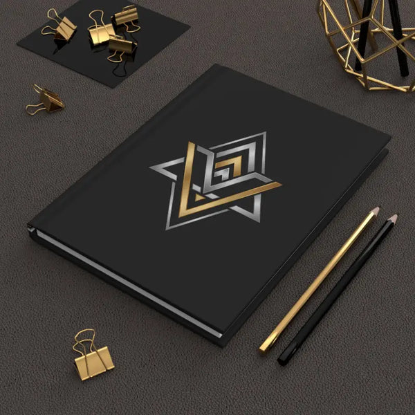 Emblem Hardcover Journal - Geometric Gold and Silver Design - Dipaliz - Paper Products