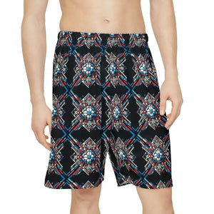 Mens Sports Shorts - Geometric Pattern Bold Athletic - Dipaliz - Xs