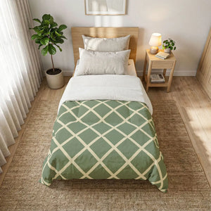 Lattice Cotton Comforter – Sage Geometric - Dipaliz - Quilts & Comforters