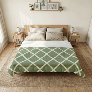 Lattice Cotton Comforter – Sage Geometric - Dipaliz - Quilts & Comforters
