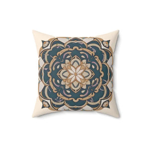 Geometric Mandal Pattern Spun Polyester Square Pillow - Dipaliz - 16’’ × - Throw Pillows