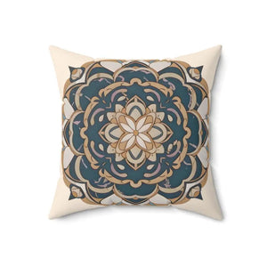 Geometric Mandal Pattern Spun Polyester Square Pillow - Dipaliz - 18’’ × - Throw Pillows