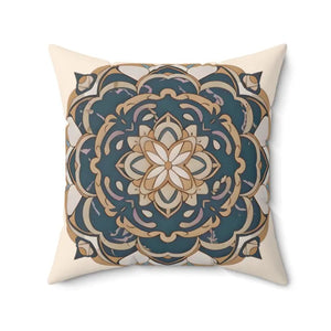 Geometric Mandal Pattern Spun Polyester Square Pillow - Dipaliz - 20’’ × - Throw Pillows