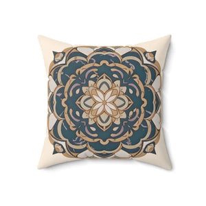 Geometric Mandal Pattern Spun Polyester Square Pillow - Dipaliz - Throw Pillows