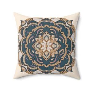 Geometric Mandal Pattern Spun Polyester Square Pillow - Dipaliz - Throw Pillows