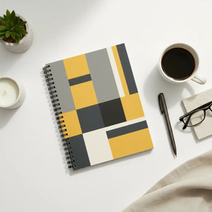 Modern Abstract Ruled Journal - Geometric Mustard Spiral - Dipaliz - Journals