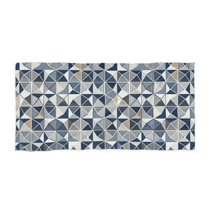 Home Decor - Navy Coastal Beach Towel - Geometric Triangle Design - Dipaliz 36’’ × 72’’