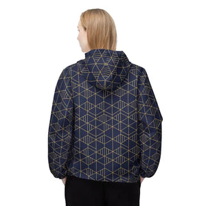 Outerwear - Geometric Navy Panel Windbreaker Jacket