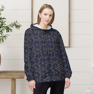 Outerwear - Geometric Navy Panel Windbreaker Jacket Xs