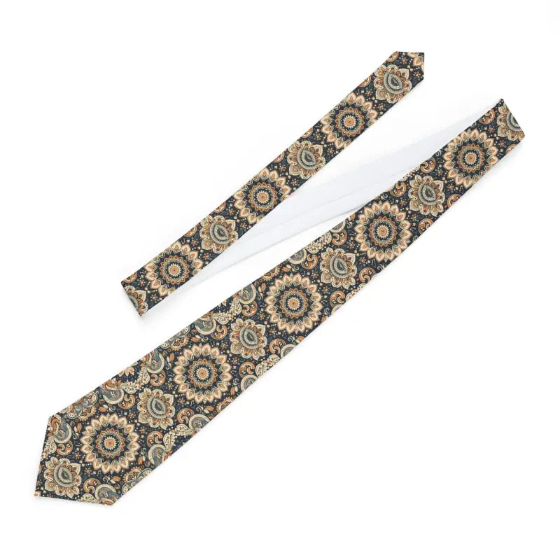 Unleash Elegance: Silky Geometric Necktie with Keeper Loop - one Size Accessories