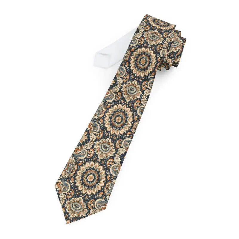 Unleash Elegance: Silky Geometric Necktie with Keeper Loop - one Size Accessories