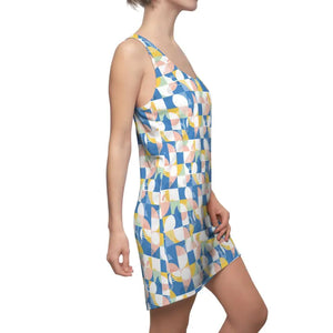 Geometric Pastel Racerback Dress Retro Tile Style Dipaliz - Dresses