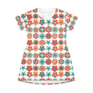 Geometric Pattern Print t Shirt Dress - All Over Design - Dipaliz - Dresses