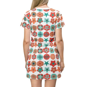 Geometric Pattern Print t Shirt Dress - All Over Design - Dipaliz - Dresses