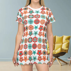 Geometric Pattern Print t Shirt Dress - All Over Design - Dipaliz - Xs - Dresses