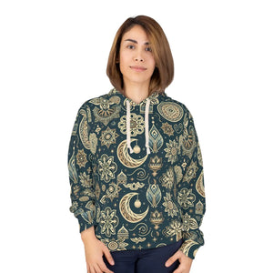 Celestial Crescent Moon Mandala Aop Unisex Pullover Hoodie - Hoodies
