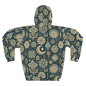 Celestial Crescent Moon Mandala Aop Unisex Pullover Hoodie - Hoodies