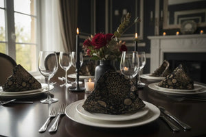 Geometric Black Napkin Set – Eco Friendly Polyester - Dipaliz - Cloth Napkins