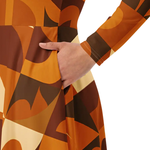 Print Long Sleeve Midi Dress - Dreamy Feminine Comfort Fit - Dipaliz - Dresses