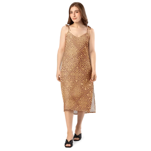 Geometric Midi Dress – Built-in Bra Chiffon - Dipaliz - Dresses - Xs