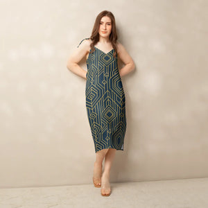 Geometric Pattern Midi Dress – Dark Background - Dipaliz - Dresses - Xs