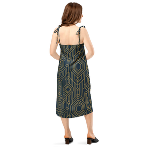 Geometric Pattern Midi Dress – Dark Background - Dipaliz - Dresses - Xs