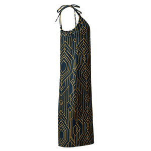 Geometric Pattern Midi Dress – Dark Background - Dipaliz - Dresses - Xs