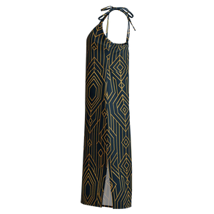 Geometric Pattern Midi Dress – Dark Background - Dipaliz - Dresses - Xs