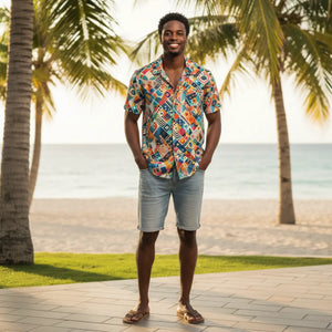 Vibrant Hawaiian Camp - Geometric Tailored Fit - Dipaliz - Shirts - Xs