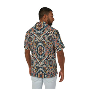 Vibrant Geometric Hawaiian Camp Shirt - Linen Look - Dipaliz - Shirts - Xs